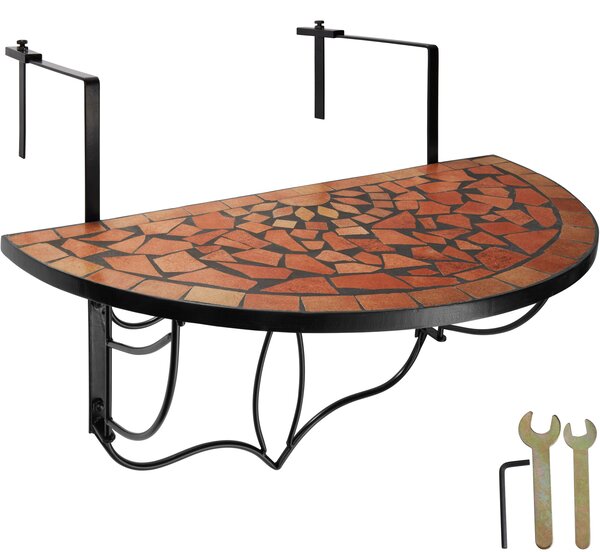Tectake 402765 hanging table with mosaic pattern (75x65x62cm) - terracotta
