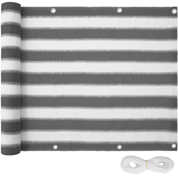 Tectake 402879 balcony & garden privacy screen (type 2) - white/grey stripes, 75 cm