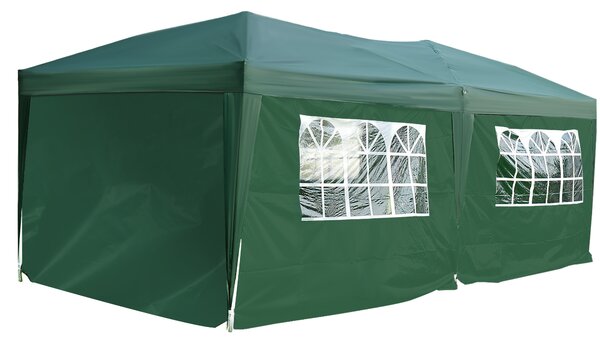 Outsunny 3 x 6m Garden Heavy Duty Water Resistant Pop Up Gazebo Marquee Party Tent Wedding Canopy Awning-Green