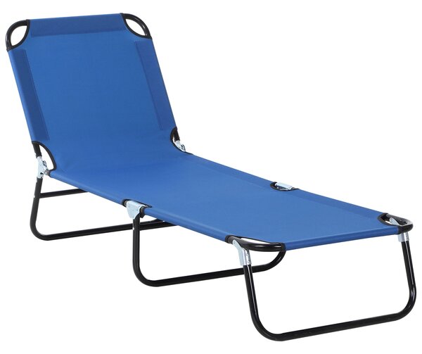 Outsunny Folding Sun Lounger: Adjustable 5-Position Backrest, Lightweight Poolside & Sunbathing Recliner, Blue