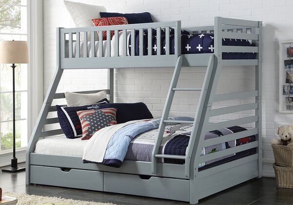 States Wooden Three Sleeper Bunk Bed, Double, White