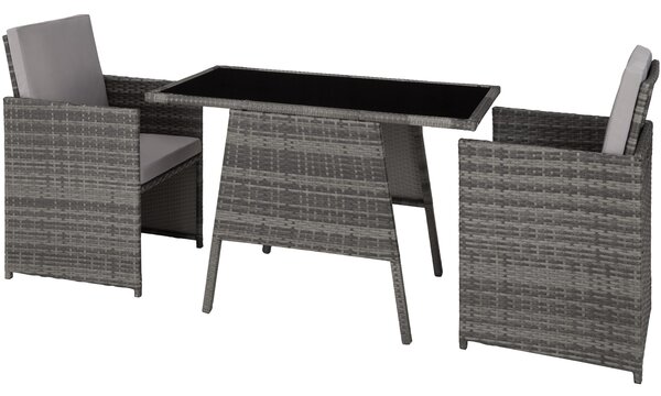 Tectake 403097 rattan garden furniture set lausanne (2 chairs & 1 table) - grey