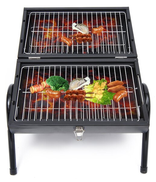 Outsunny Charcoal Grill Portable Folding Charcoal BBQ Grill Outdoor Tabletop Barbecue Grill
