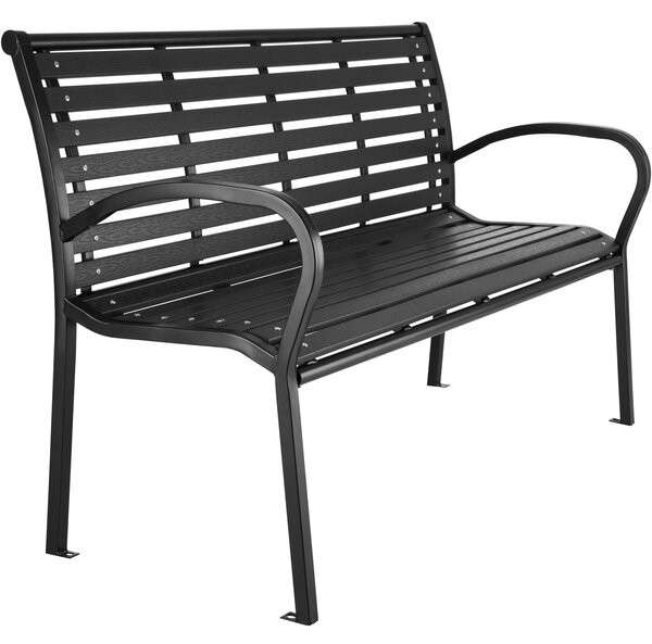 Tectake 403213 garden bench 3-seater w/ steel frame (126x62x81.5cm) - black