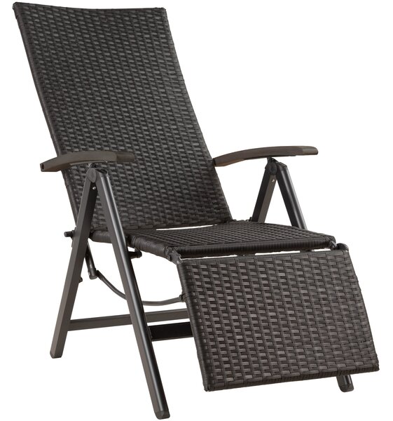 403218 reclining garden chair with footrest - black