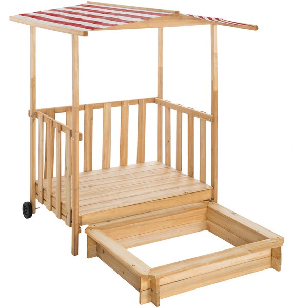 Tectake 403239 sandpit with play deck and canopy - red