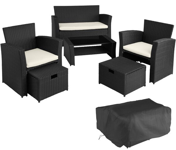 Tectake 403278 rattan garden furniture set modena | 4 seats & 1 table - black