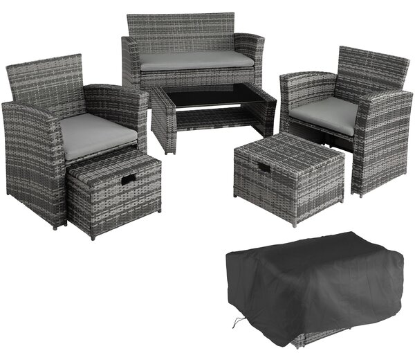 Tectake 403279 rattan garden furniture set modena | 4 seats & 1 table - grey