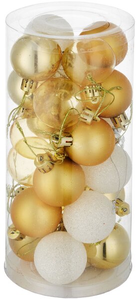 Tectake 403321 christmas baubles in white/gold (set of 24) - white/gold