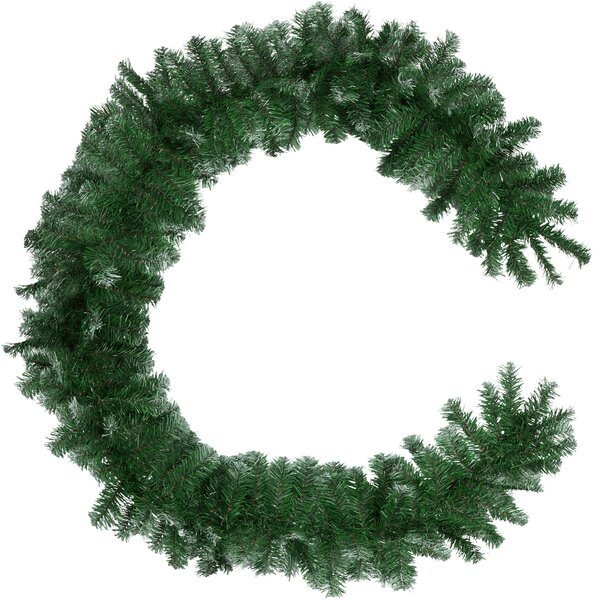 Tectake 403317 realistic christmas garland with frosted tips (2.7m) - green