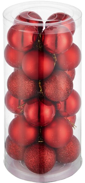 Tectake 403320 christmas baubles in red (set of 24) - red