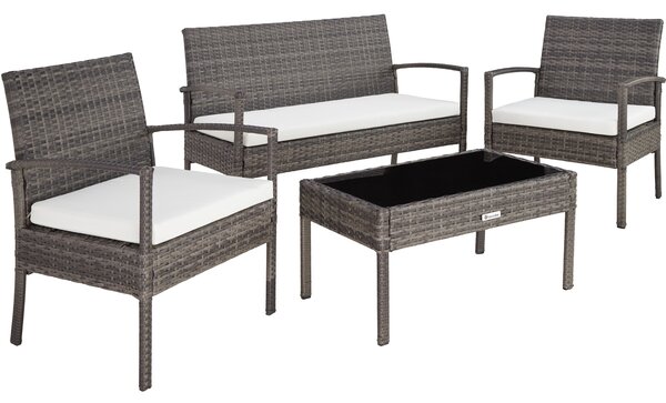 Tectake 403398 rattan garden furniture set sparta | 4 seat, 1 table - grey