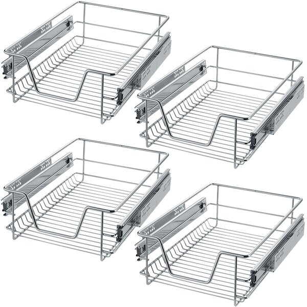 Tectake 403439 4 sliding wire baskets with drawer slides - 37 cm