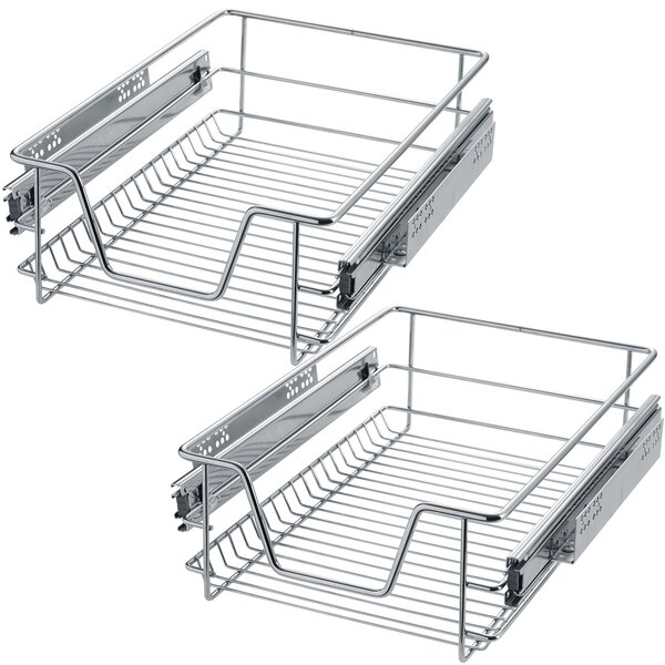 Tectake 403438 2 sliding wire baskets with drawer slides - 37 cm