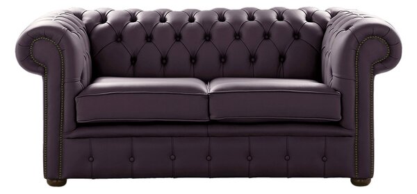 Chesterfield 2 Seater Shelly Amethyst Leather Sofa Settee Bespoke In Classic Style