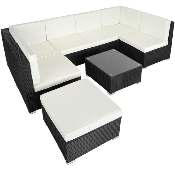 Tectake 403421 garden corner sofa set venice | 7 seats & 1 table - black