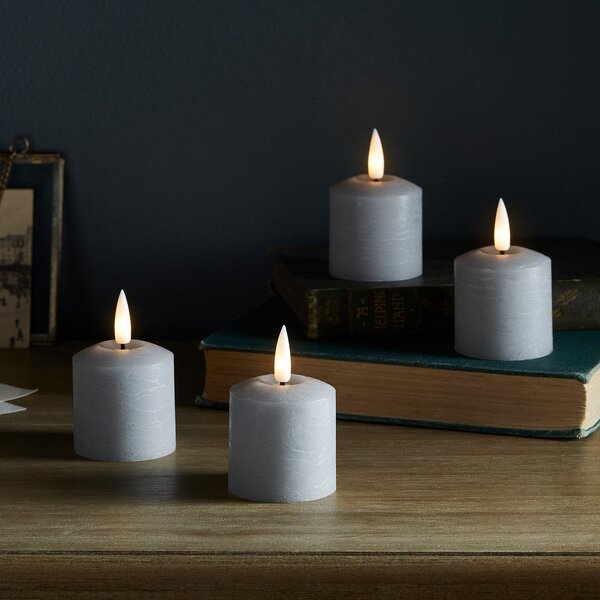 4 TruGlow® Grey LED Votive Candles