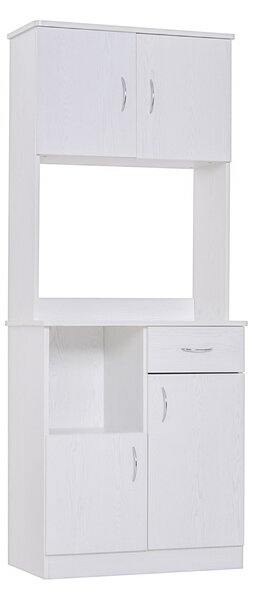 HOMCOM Kitchen Cupboard with Doors Cabinet Shelves Drawer Open Countertop Storage Cabinet for Living Room, Entrance, White