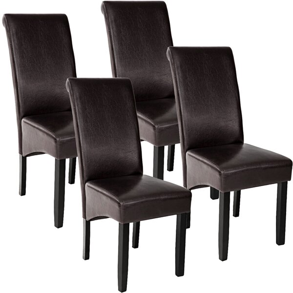 Tectake 403496 ergonomic dining chairs | set of 4 - brown