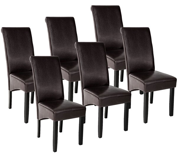 Tectake 403497 ergonomic dining chairs | set of 6 - brown