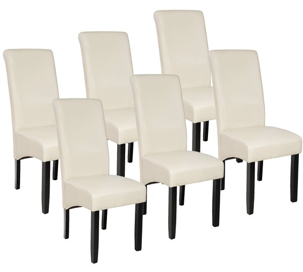 Tectake 403499 ergonomic dining chairs | set of 6 - cream