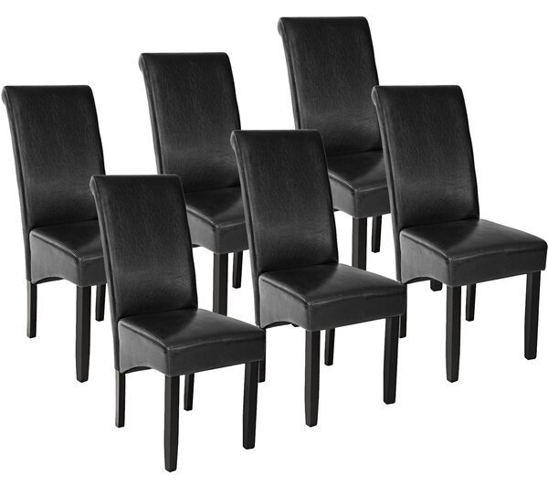 Tectake 403495 ergonomic dining chairs | set of 6 - black