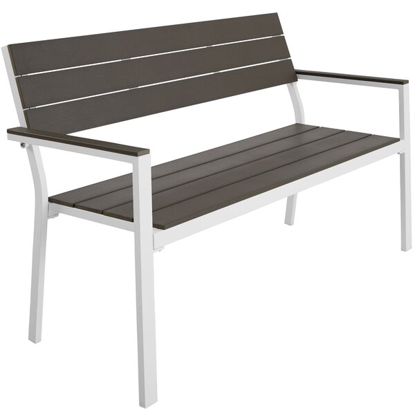 Tectake 403547 garden bench 2-seater w/ aluminium frame (128x59x88cm) - light grey/white