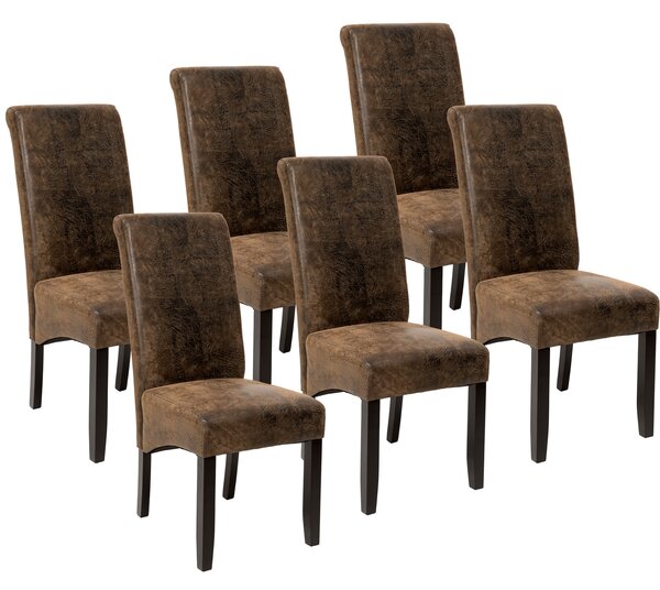 Tectake 403501 ergonomic dining chairs | set of 6 - antique brown