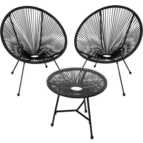 Tectake 404410 bistro set santana | 2 chairs, 1 table - black