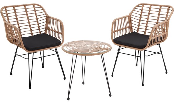 Tectake 403558 rattan furniture set molfetta (2 chairs & 1 table) - nature