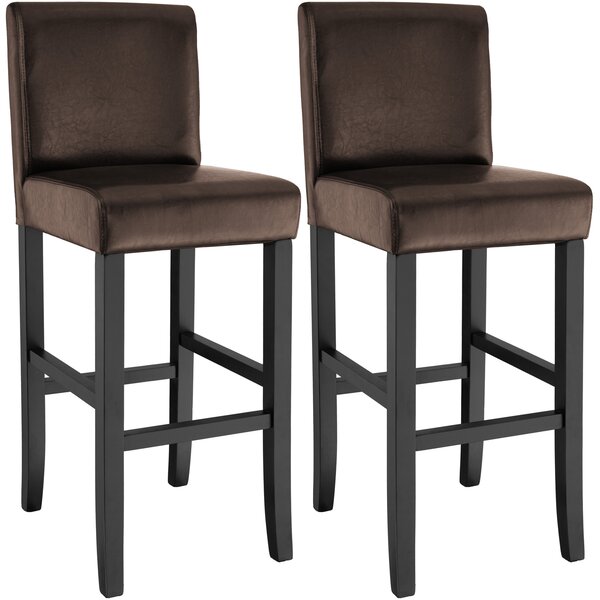 Tectake 403512 2 breakfast bar stools made of artificial leather - brown