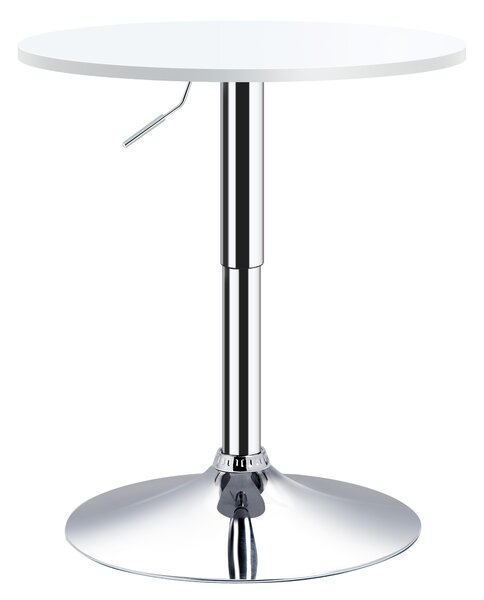 HOMCOM Adjustable Bar Table, 妗?0cm, Round Bistro Table with Swivel Top, Metal Frame, Stylish for Kitchen, White
