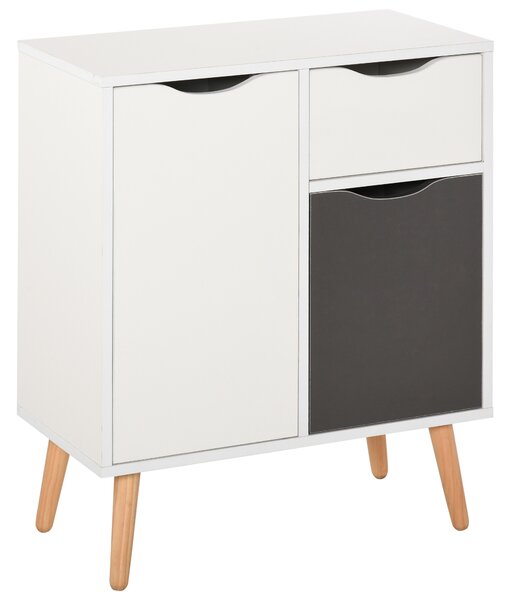 HOMCOM Floor Cabinet with Drawer, Sideboard Storage Cupboard for Bedroom, Living Room, Grey