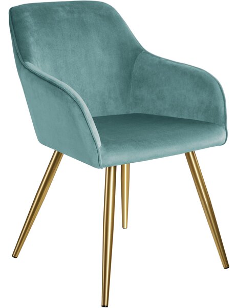 Tectake 403655 accent chair marilyn with armrests - turquoise/gold