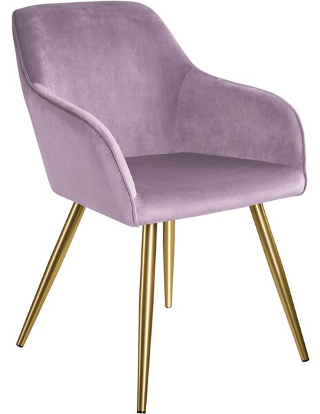 Tectake 403652 accent chair marilyn with armrests - lilac/gold
