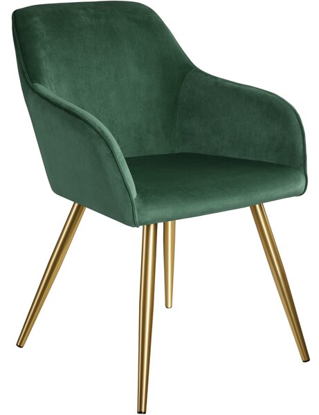 Tectake 403651 accent chair marilyn with armrests - dark green/gold