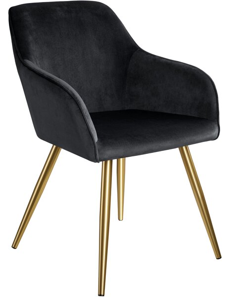 Tectake 403654 accent chair marilyn with armrests - black/gold