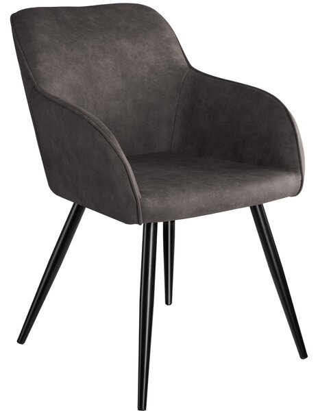 Tectake 403670 accent chair marilyn with armrests - dark grey/black