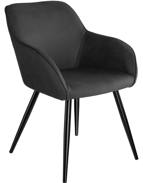 Tectake 403669 accent chair marilyn with armrests - anthracite/black