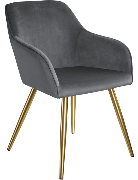 Tectake 403653 accent chair marilyn with armrests - dark gray/gold