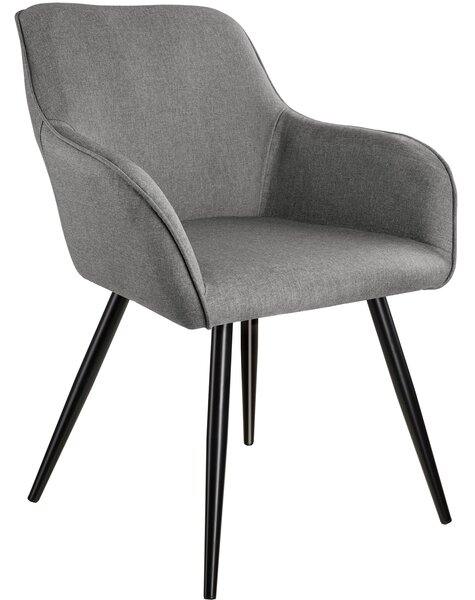 Tectake 403673 accent chair marilyn with armrests - light grey/black