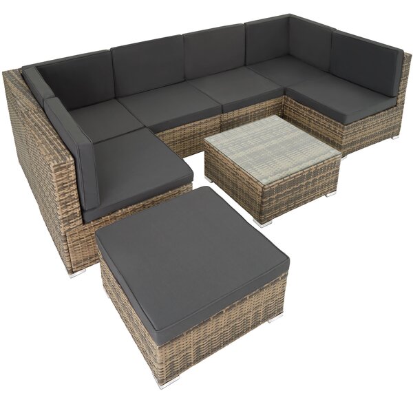 Tectake 403701 garden corner sofa set venice | 7 seats & 1 table - nature