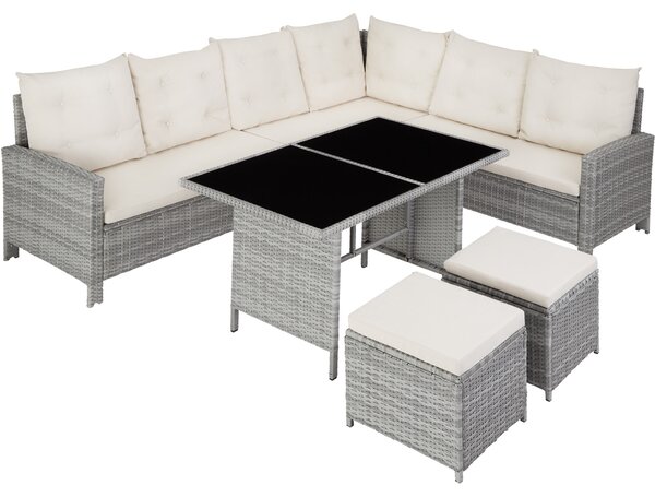 Tectake 403720 garden rattan furniture set barletta - light grey