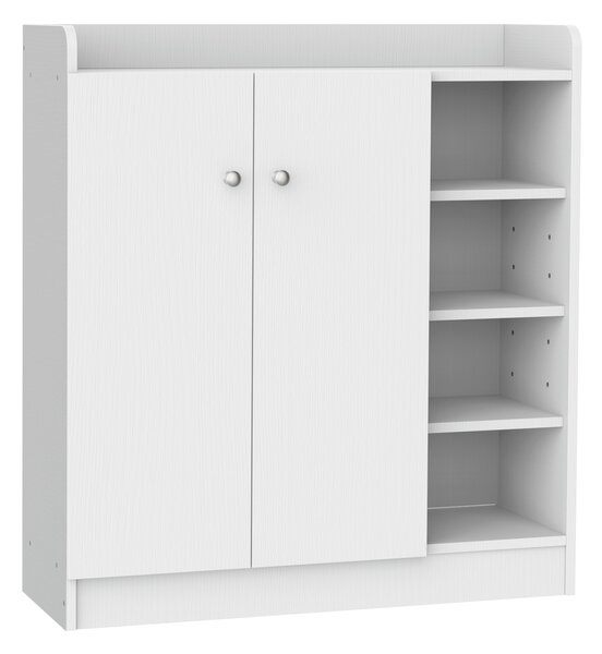 HOMCOM Large Shoe Storage Cabinet, Hallway Organiser with 2 Doors & 4 Adjustable Shelves, Sleek White