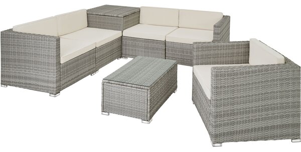 Tectake 403724 garden corner sofa set pisa | 5 seats, 1 table - light grey
