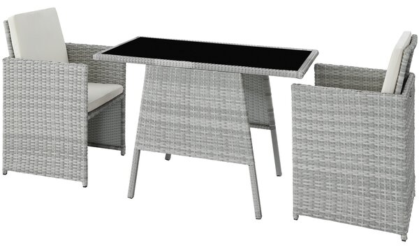 Tectake 403732 rattan garden furniture set lausanne (2 chairs & 1 table) - light grey