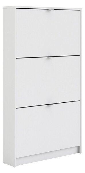 Shoe Cabinet W. 3 Tilting Doors And 1 Layer White