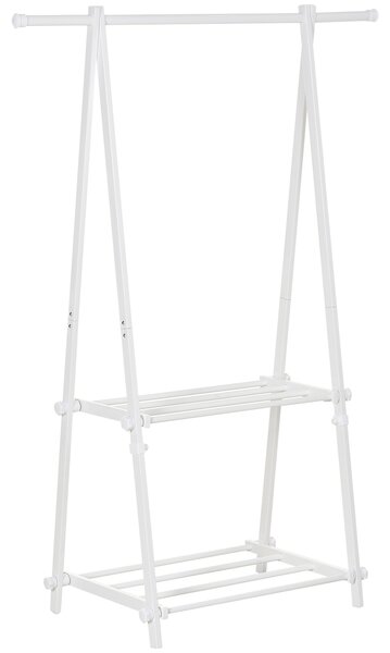 HOMCOM Minimalist Garment Rack: Adjustable Shelving Unit for Hallway Organisation, White