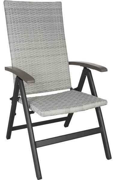 403776 foldable rattan garden chair melbourne - light grey