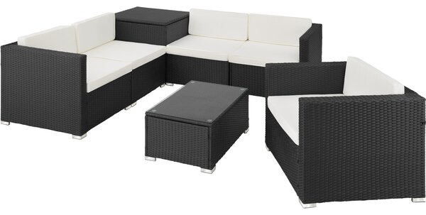 Tectake 403828 garden corner sofa set pisa | 5 seats, 1 table - black
